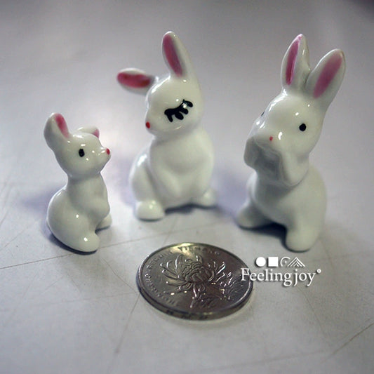 Accesorios para muñecas BJD a escala 1:6 y 1:12, accesorios para escenas de casas de muñecas en miniatura, juego de conejos de cerámica, exhibición en miniatura