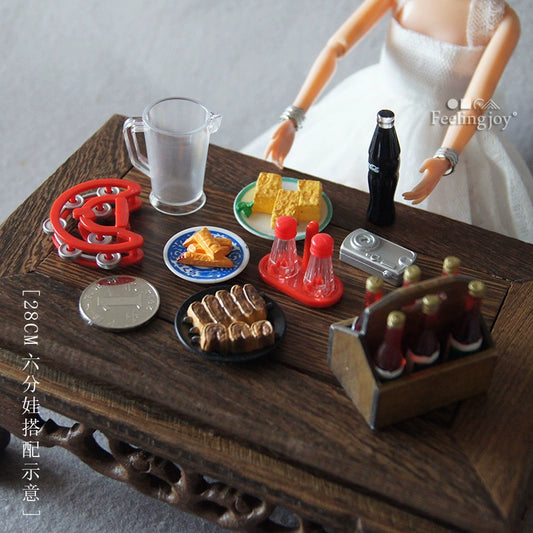 Ensemble de vaisselle en plastique pour maison de poupée miniature à l'échelle 1:6, accessoires BJD