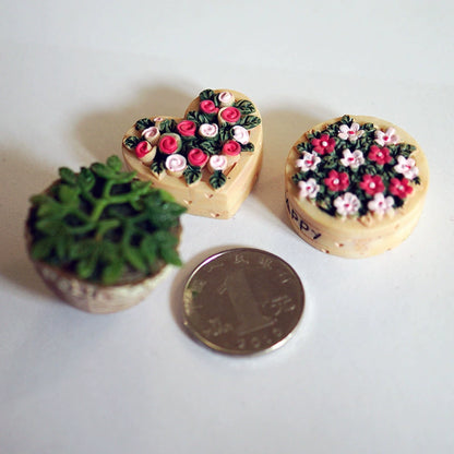 1:12 Scale Miniature Dollhouse DIY Forest Accessories Resin Potted Flowers Miniature Furniture