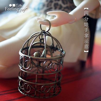 Accessoires miniatures BJD, échelle 1:3, échelle 1:4, échelle 1:6, cage à oiseaux en métal tissé, meubles de maison de poupée miniatures