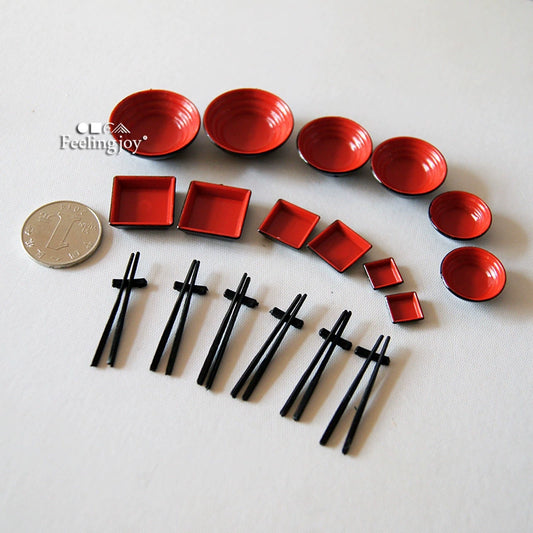 Ensemble de vaisselle en plastique pour maison de poupée miniature, échelle 1:6 et échelle 1:12, accessoires BJD