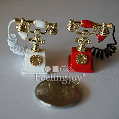1:6 Scale BJD 1:12 Scale Miniature Dollhouse Scene Furniture Accessories Vintage Telephone Props For Photography