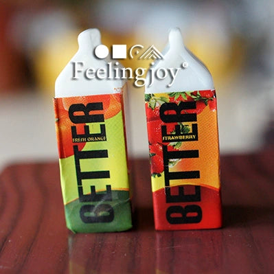 Accesorios para juego de bebidas de jugo de fresa y naranja para casa de muñecas en miniatura a escala 1:12