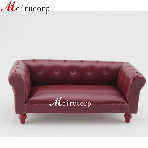 1:12 Scale Handcrafted Vintage Leather Sofa for Dollhouse Collectors - Miniature Furniture Piece