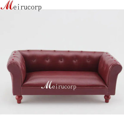 1:12 Scale Handcrafted Vintage Leather Sofa for Dollhouse Collectors - Miniature Furniture Piece