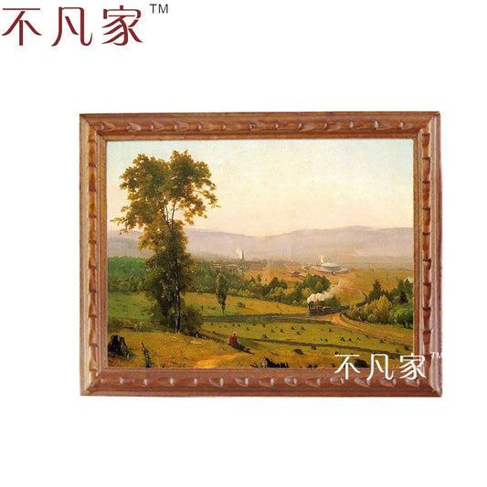 Decoración de pared con pintura al óleo de estilo campestre en miniatura para casa de muñecas a escala 1:12