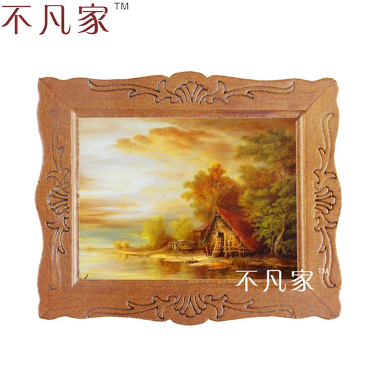 Marco de pintura al óleo clásico para casa de muñecas en miniatura a escala 1:12 para decoración del hogar