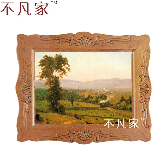 Pintura al óleo de campo en miniatura a escala 1:12 para decoración de casas de muñecas