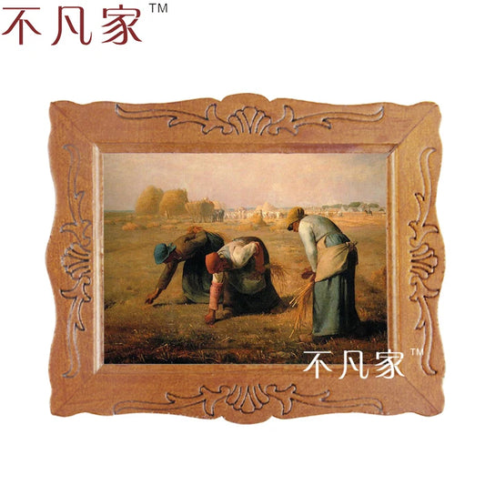 Marco de pintura al óleo de granja en miniatura a escala 1:12 para decoración de casas de muñecas