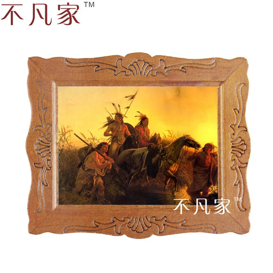 Marco de pintura al óleo indio para casa de muñecas a escala 1:12 para decoración del hogar
