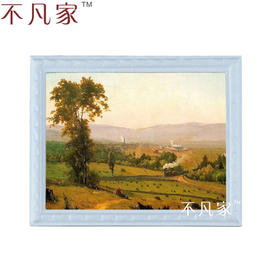 Marco de pintura al óleo en miniatura a escala 1:12 para decoración de casa de muñecas - Tema campestre clásico