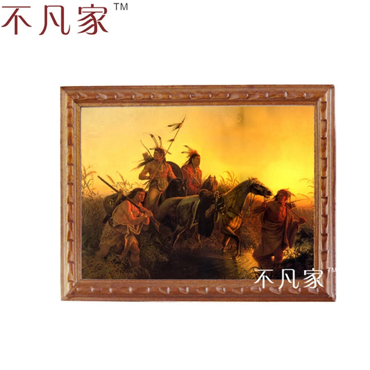Pintura al óleo clásica india en miniatura a escala 1:12, obra de arte para casa de muñecas, decoración de muebles en miniatura