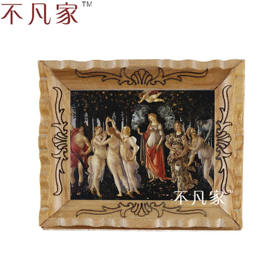 Pintura al óleo religiosa en miniatura a escala 1:12 con marco ornamentado para decoración de casas de muñecas.