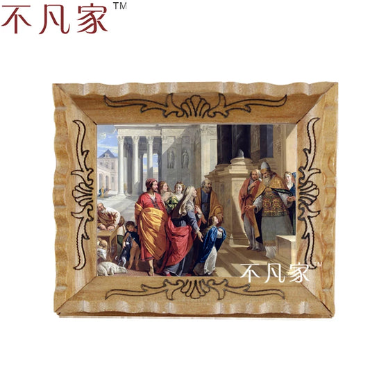 Marco de pintura al óleo religiosa en miniatura a escala 1:12 para decoración de casas de muñecas