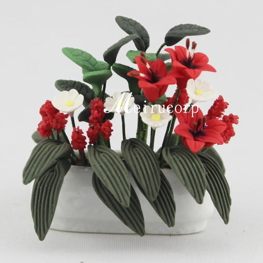 Arreglo floral en miniatura para casa de muñecas a escala 1:12 para decoración de muebles al por mayor