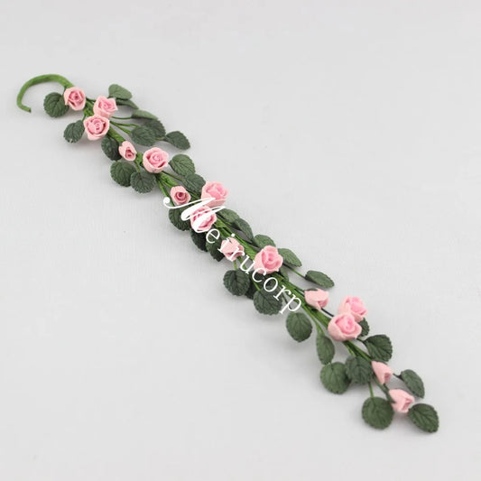 Guirnalda de rosas rosadas para decoración de casa de muñecas en miniatura a escala 1:12 al por mayor