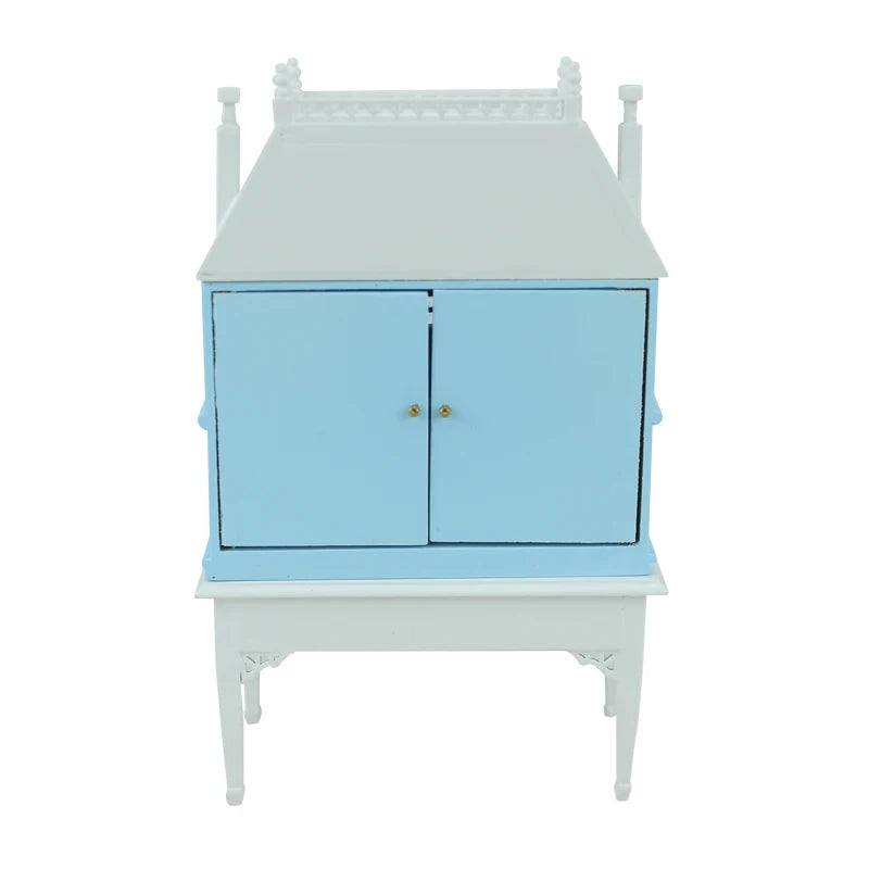 1:144 Scale Miniature Dollhouse Blue House Shape On 1:12 Scale Table Miniature Furniture