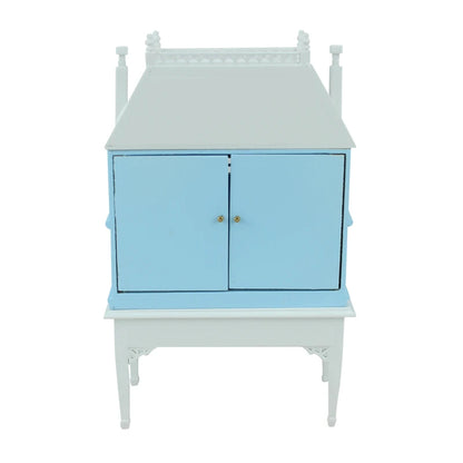 1:144 Scale Miniature Dollhouse Blue House Shape On 1:12 Scale Table Miniature Furniture