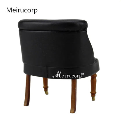 Silla de casa de muñecas en miniatura tapizada en negro a escala 1:12