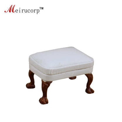 Conjunto de sillón orejero y otomana en miniatura blanca a escala 1:12 para casa de muñecas - Accesorios de alta calidad