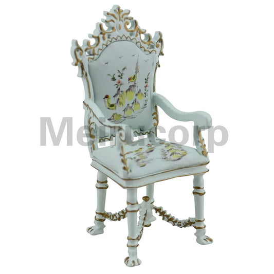 Sillón de paisaje clásico pintado a mano a escala 1:12, muebles de casa de muñecas en miniatura