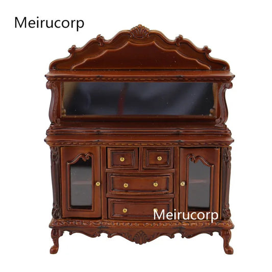 Gabinete lateral de madera a escala 1:12, muebles de casa de muñecas en miniatura, elegante exhibición, decoración para sala de estar
