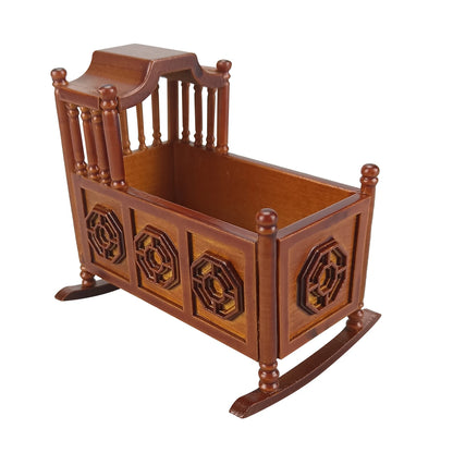 Cuna de madera a escala 1:12 para muebles de casa de muñecas y muñecas