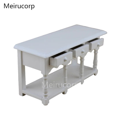 Mesa de cocina blanca en miniatura a escala 1:12 para la colección de muebles de casa de muñecas