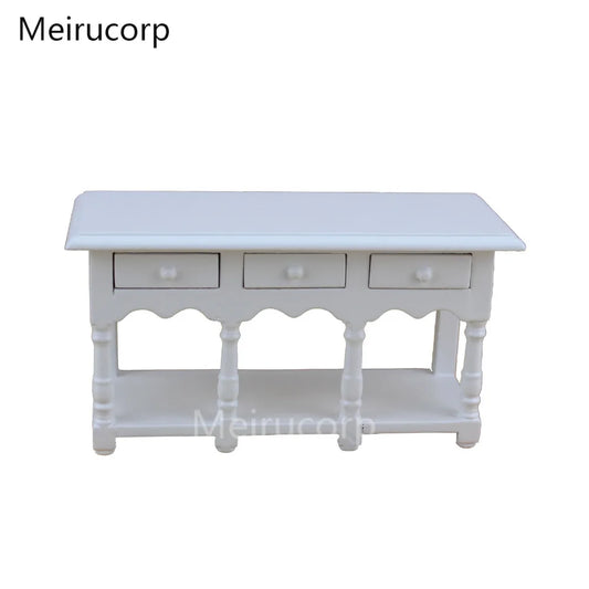 Table de cuisine blanche miniature à l'échelle 1:12 pour collection de meubles de maison de poupée