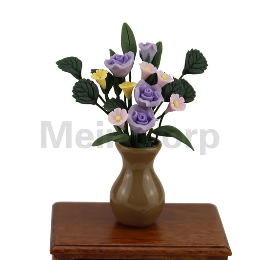Juego de decoración floral para casa de muñecas en miniatura a escala 1:12 con elegantes accesorios