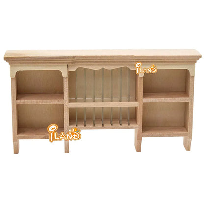 1:12 Scale Wooden Wall Hanging Cabinet Miniature Dollhouse Furniture For Kitchen Dining Room Storage Shelf