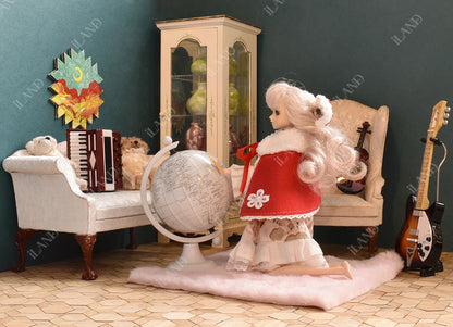1:6 Scale Mini Globe For Dollhouse High Precision Rotating World Map Miniature Furniture For BJD Figures