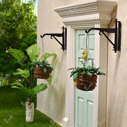1:12 Scale Miniature Dollhouse Fairy Garden Decor With Mini Bonsai Potted Plants And Hangers