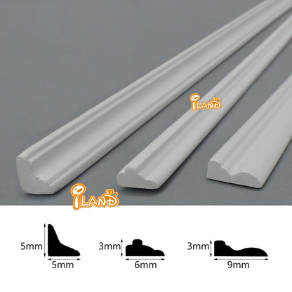 1:12 Scale Dollhouse Flooring Skirting Board Decorative Trim Wood Moulding Cornice Miniature Dollhouse Accessories Set 17 Inch Long 20 Pieces