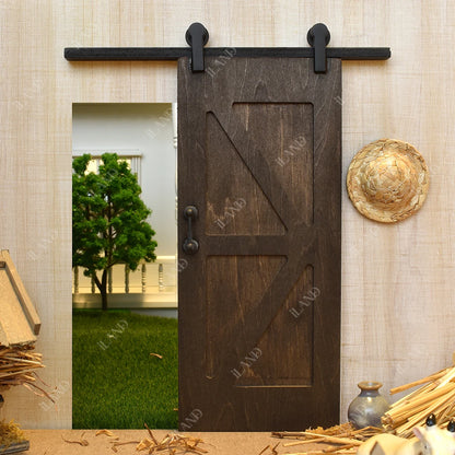 1:12 Scale Wooden Sliding Barn Doors Miniature Dollhouse Accessories 2pcs