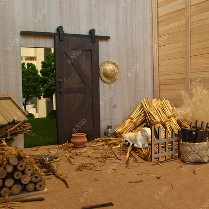 1:12 Scale Wooden Sliding Barn Doors Miniature Dollhouse Accessories 2pcs