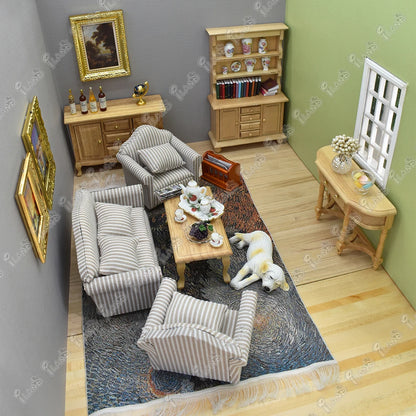 1:12 Scale Miniature Sofa Cabinet Coffee Table Set For Dollhouse Living Room Decoration Miniature Furniture Accessories