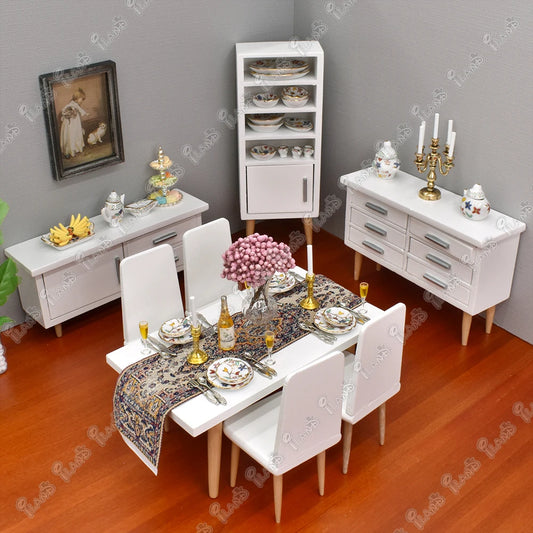 1:12 Scale Modern Dining Table With Chairs Miniature Dollhouse Furniture For Dining Room Miniature Toys For Girls Boys Children