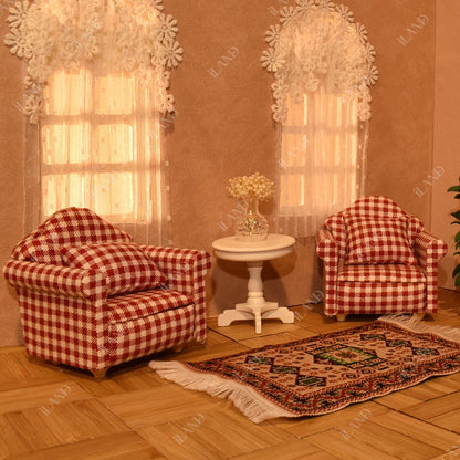 1:12 Scale Wooden Cabinet Miniature Dollhouse Furniture For Living Room With Sofa Pillow End Table And Rug