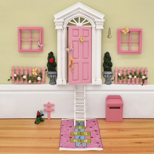 1:12 Scale Miniature Dollhouse Furniture Set Fairy Garden Accessories Door Window Ladder Flower