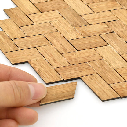 1:12 Scale Miniature Dollhouse Accessories 48 Pcs Light Bamboo Patchwork Flooring Geometric Tiles For Dollhouse Miniature Furniture