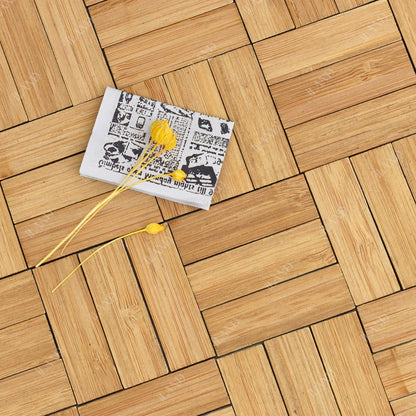 1:12 Scale Miniature Dollhouse Accessories 48 Pcs Light Bamboo Patchwork Flooring Geometric Tiles For Dollhouse Miniature Furniture