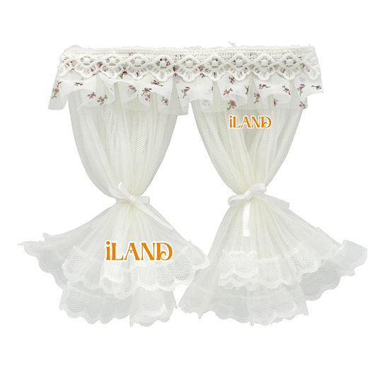 1:12 Scale Miniature Dollhouse Curtains Set Multi Layered Lace Tulle Window Dressing Accessories For Doll House Decor