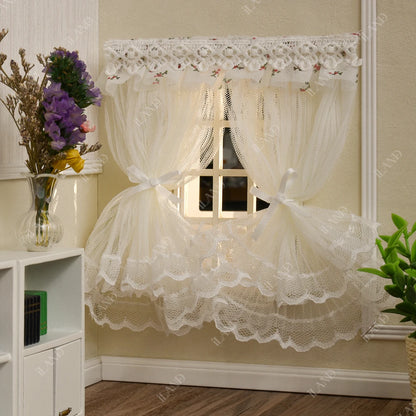 1:12 Scale Miniature Dollhouse Curtains Set Multi Layered Lace Tulle Window Dressing Accessories For Doll House Decor