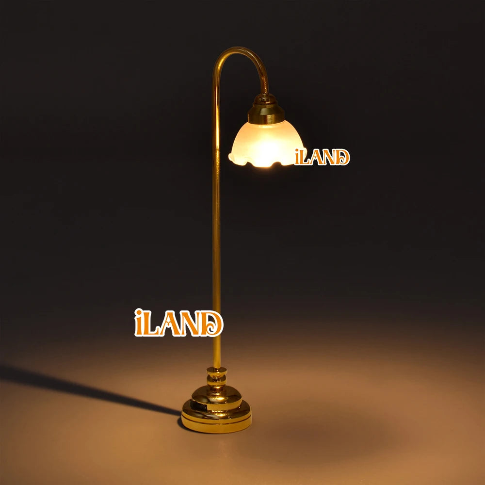 1:12 Scale Miniature Floor Lamp LED Light Dollhouse Furniture Battery Operated Living Room Decor