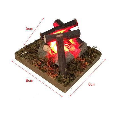 1:12 Scale Miniature Wooden Bonfire Camping Stove Hanging Furnace Model Dollhouse Accessory for BJD DIY Scenes