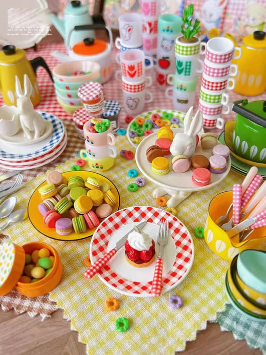 Service à thé miniature en forme de macaron, dessert, thé de l'après-midi, vaisselle Nordic Lotus, accessoires de cuisine pour BJD et Blythe, meubles pour maison de poupée, échelle 1:6