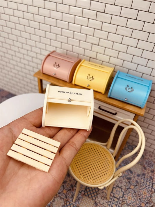 Caja de pan en miniatura a escala 1:6, armario de almacenamiento, accesorio de cocina para casa de muñecas hecho a mano para muñecas BJD OB24 OB11 Blythe, muebles en miniatura.