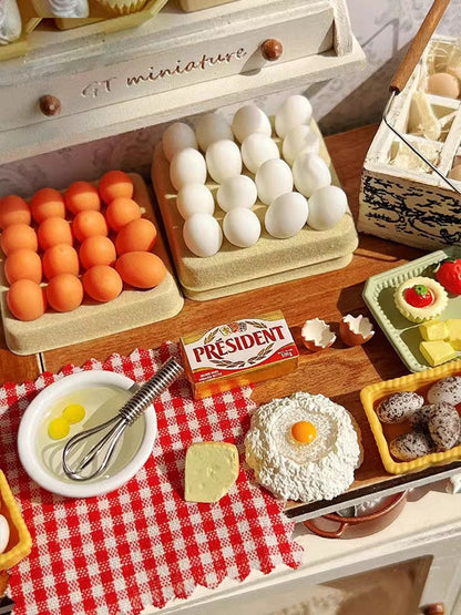 Juego de cestas de huevos en miniatura a escala 1:12: accesorios de cocina para muñecas BJD, Blythe y GSC
