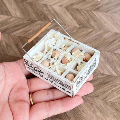Juego de cestas de huevos en miniatura a escala 1:12: accesorios de cocina para muñecas BJD, Blythe y GSC